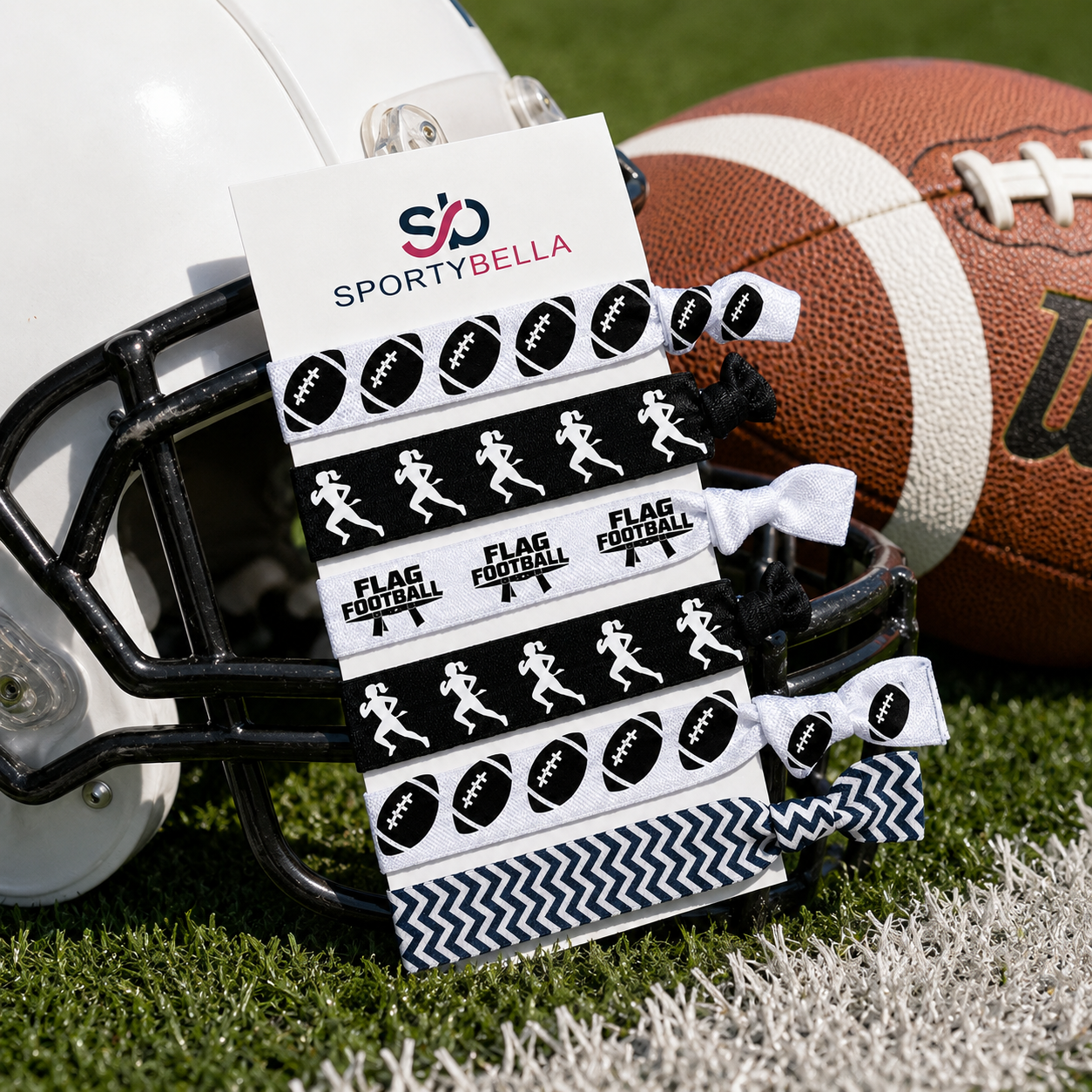 Flag Football Hair Ties- Black and White