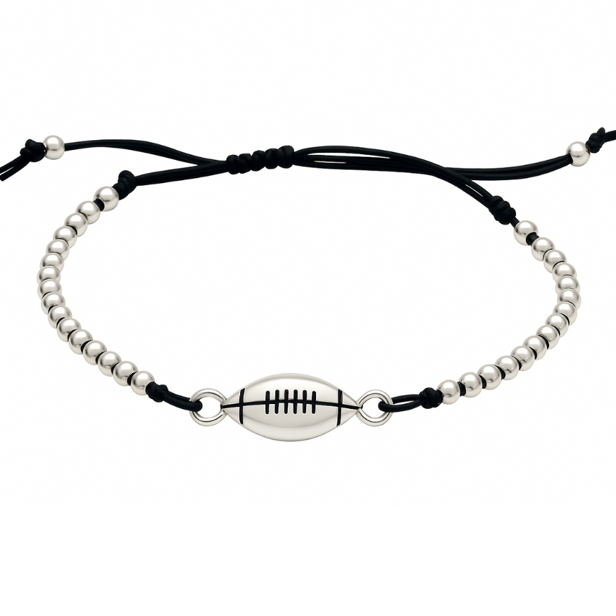 Football Beaded Adjustable Bracelet