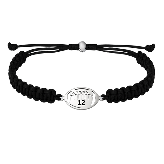 Personalized Engraved Football Rope Bracelet - Pick Color