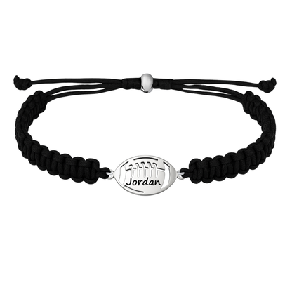 Personalized Engraved Football Rope Bracelet - Pick Color