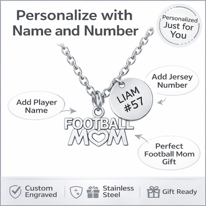Personalized Football Mom Necklace Set