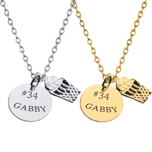 Basketball Engraved Round Necklace