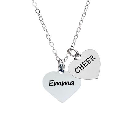 Personalized Engraved Cheer Heart Necklace-Pick Style
