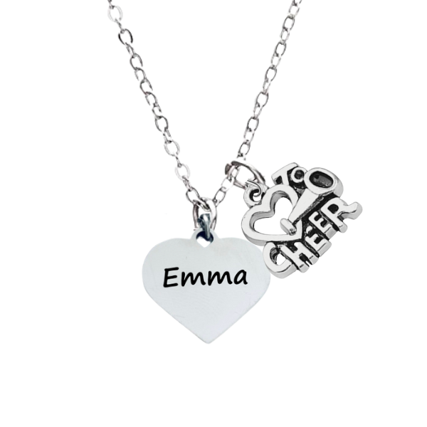 Personalized Engraved Cheer Heart Necklace