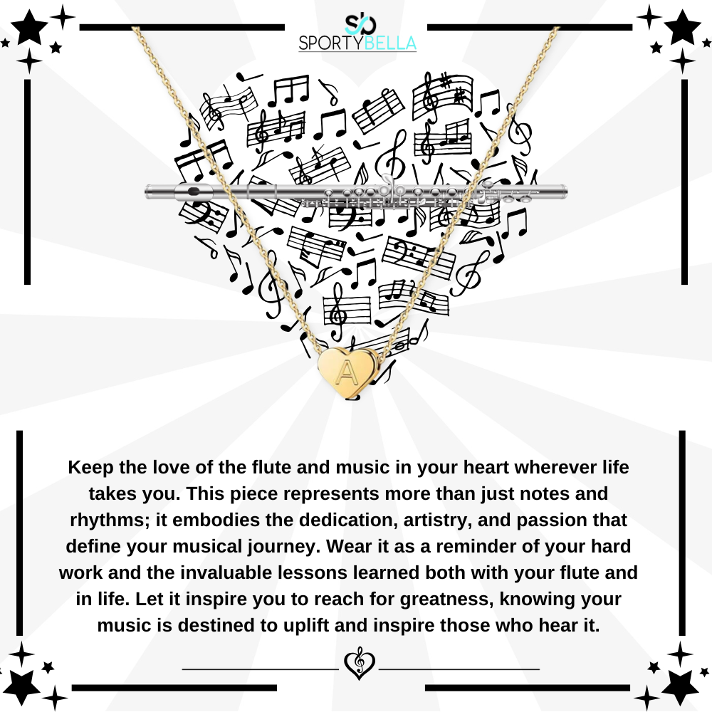 Flute Heart Initial Necklace