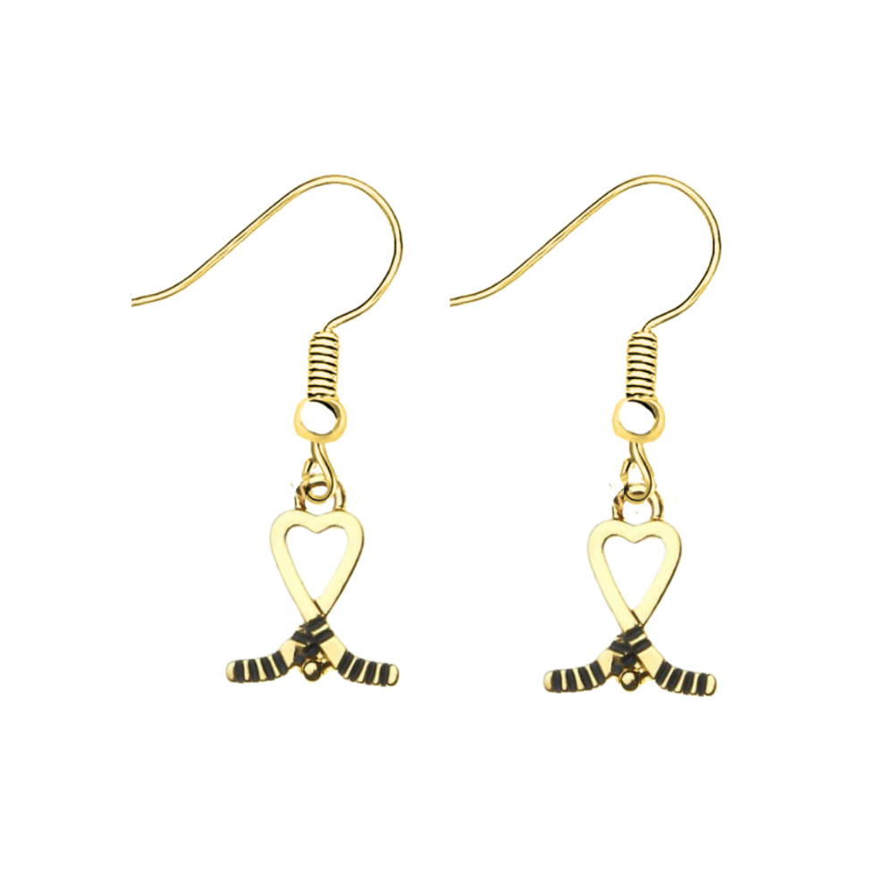 Ice Hockey Heart Stick Earrings