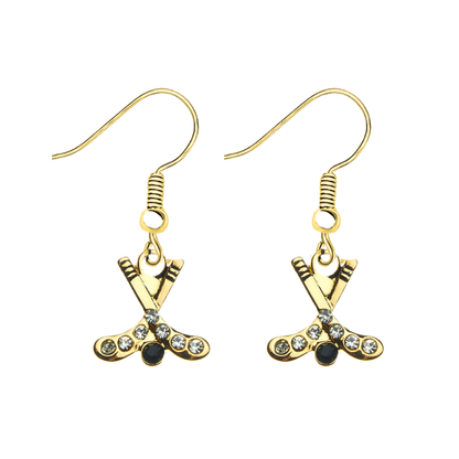 Ice Hockey Rhinestone Stick Earrings