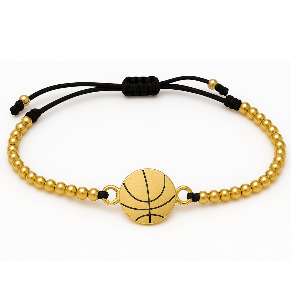 Basketball Adjustable Beaded Bracelet