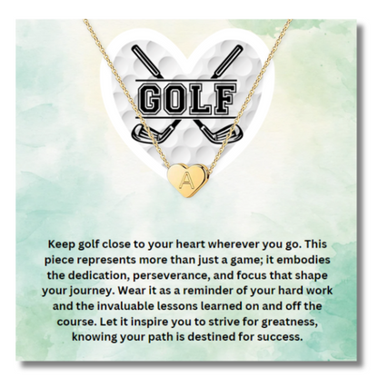 Golf Heart Initial Necklace