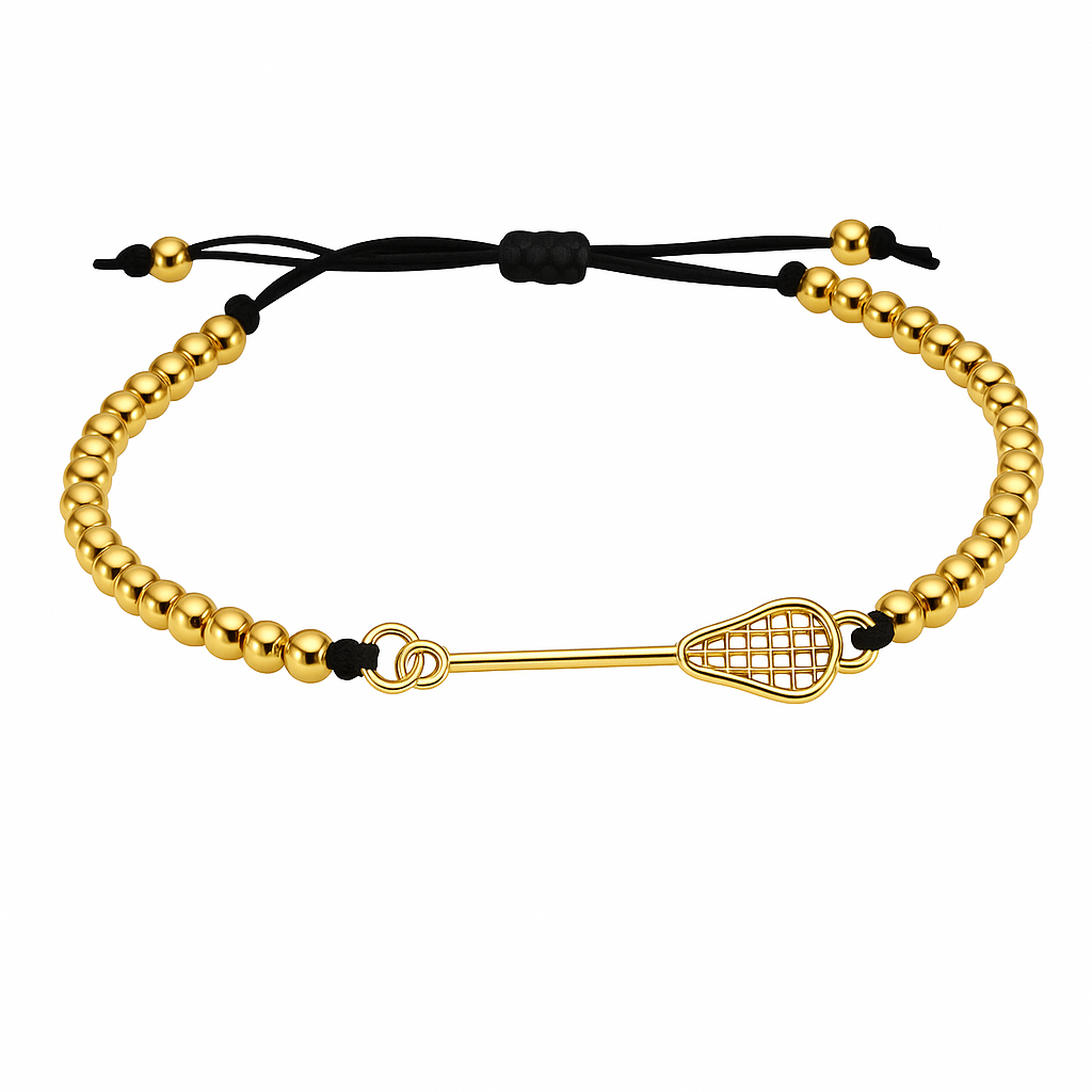 Lacrosse Adjustable Silver Beaded Charm Bracelet