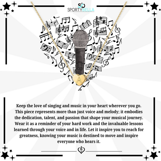 Microphone Heart Initial Necklace