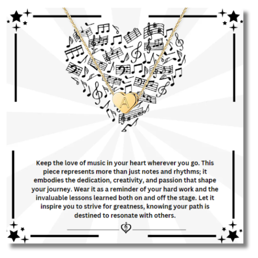 Music Heart Initial Necklace