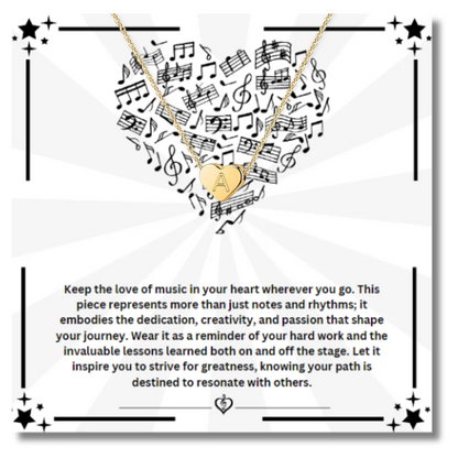 Music Heart Initial Necklace