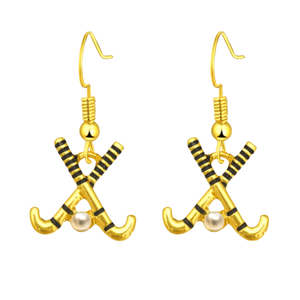 Field Hockey Pearl Stick Earrings