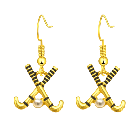 Field Hockey Pearl Stick Earrings
