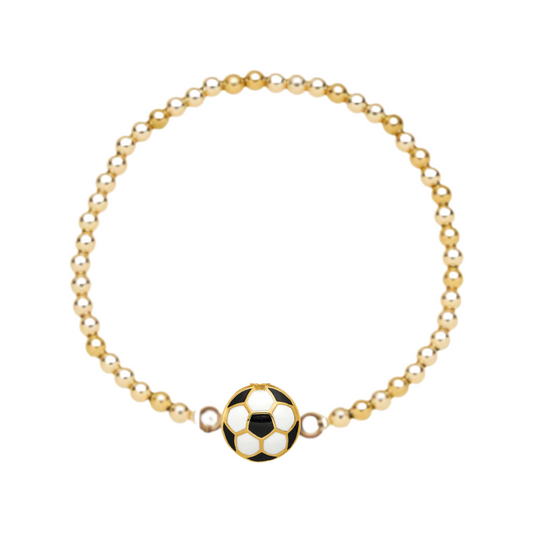 Soccer 14k Gold Beaded Bracelet