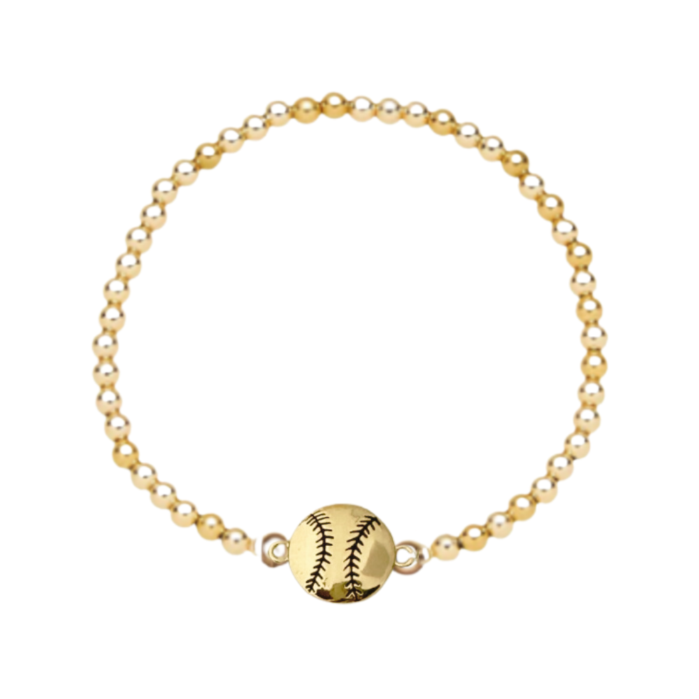 Softball 14k Gold Beaded Bracelet