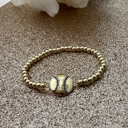 Softball 14k Gold Beaded Bracelet