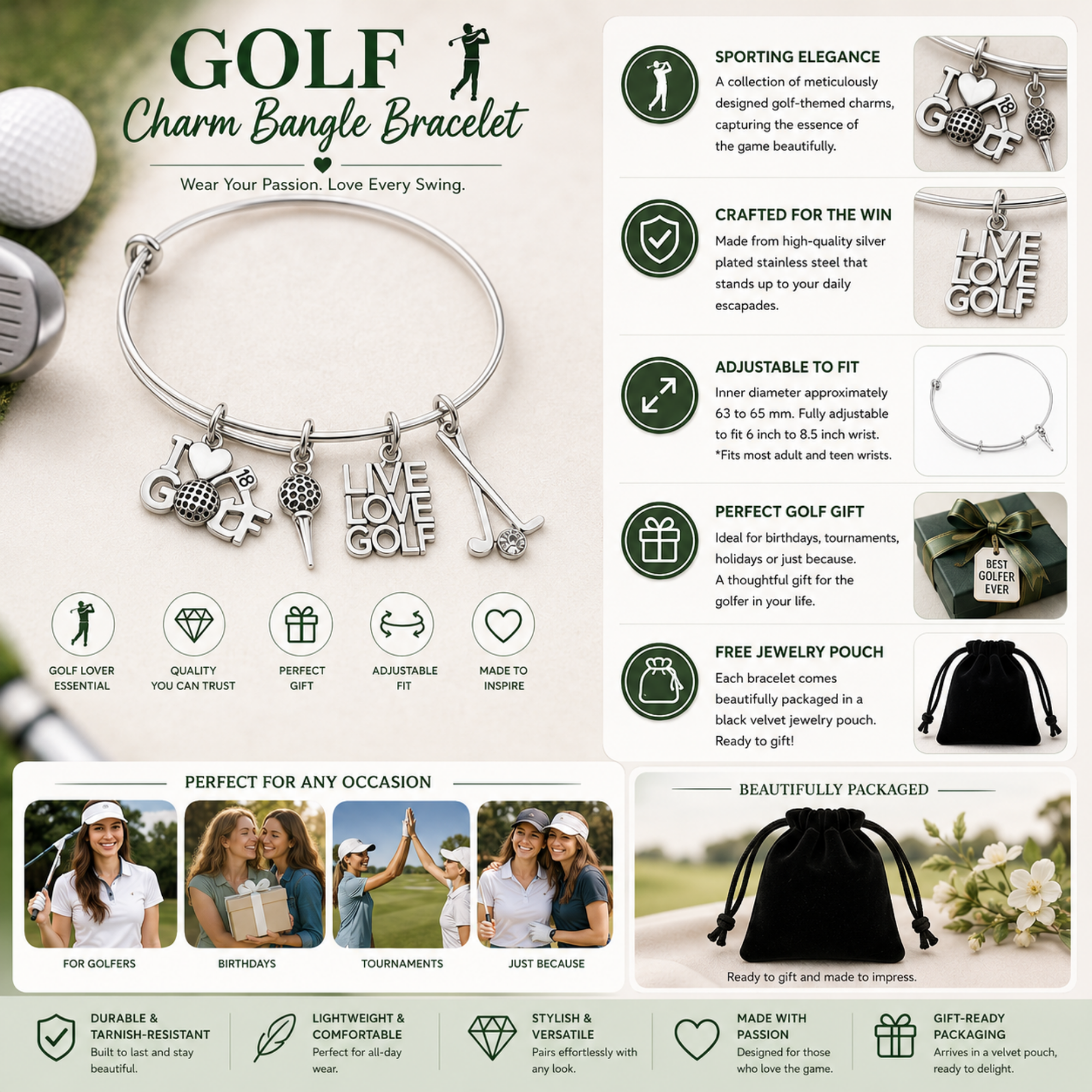 Golf Bangle Bracelet