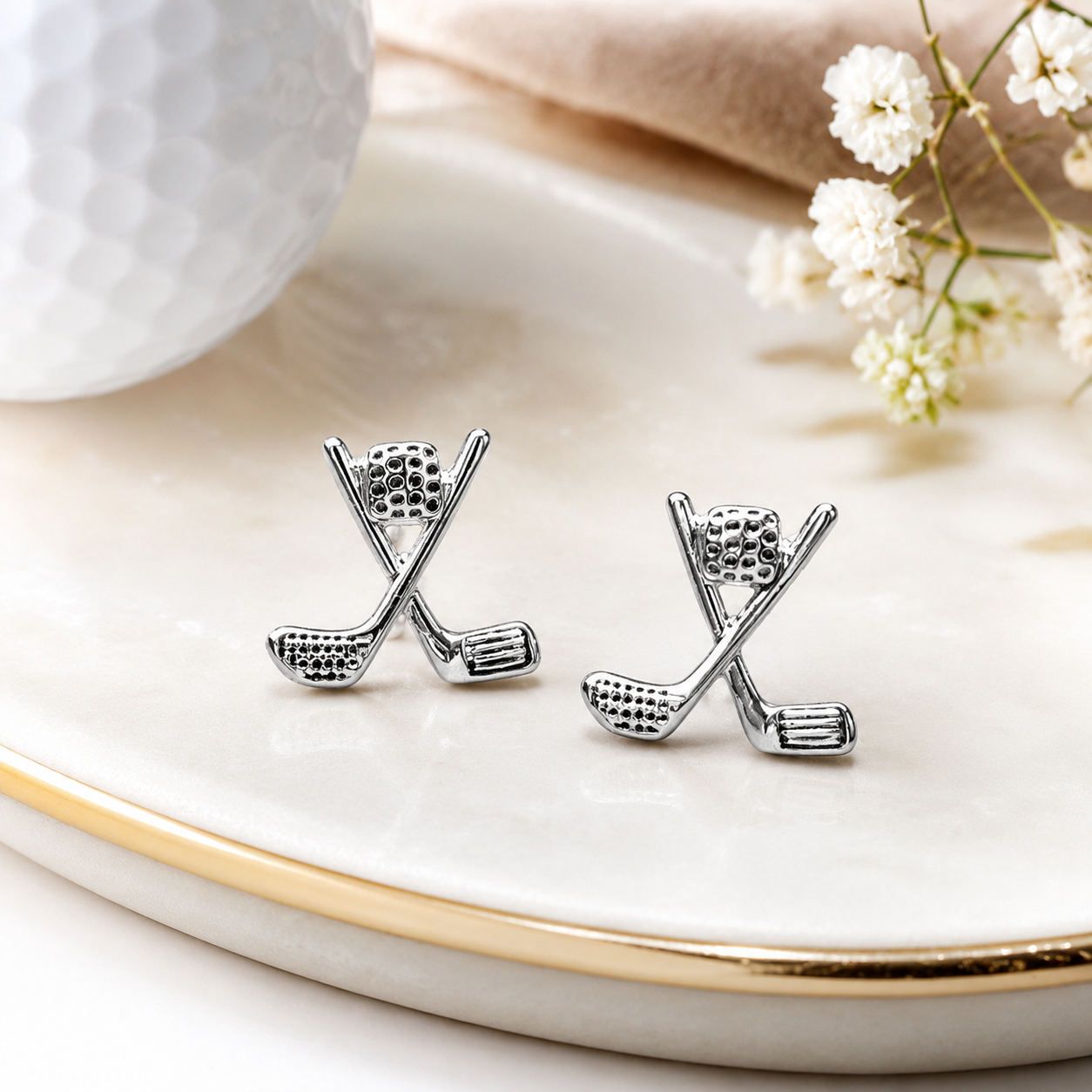 Golf Charm Stud Earrings