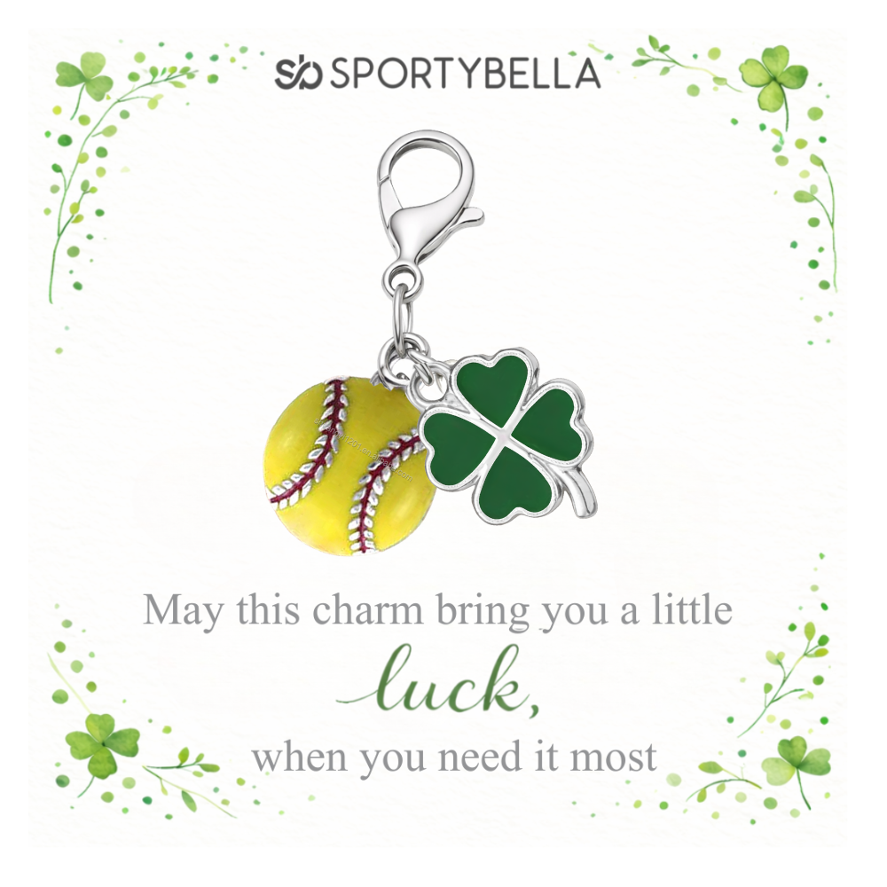 Sports Four Leaf Clover Lucky Clip on Charm