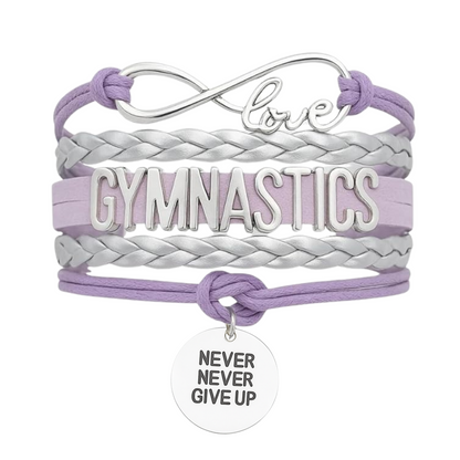 Gymnastics Never Give Up Infinity Bracelet- 13 Colors