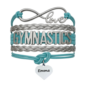 Personalized Engraved Gymnastics Infinity Bracelet- Pick Color