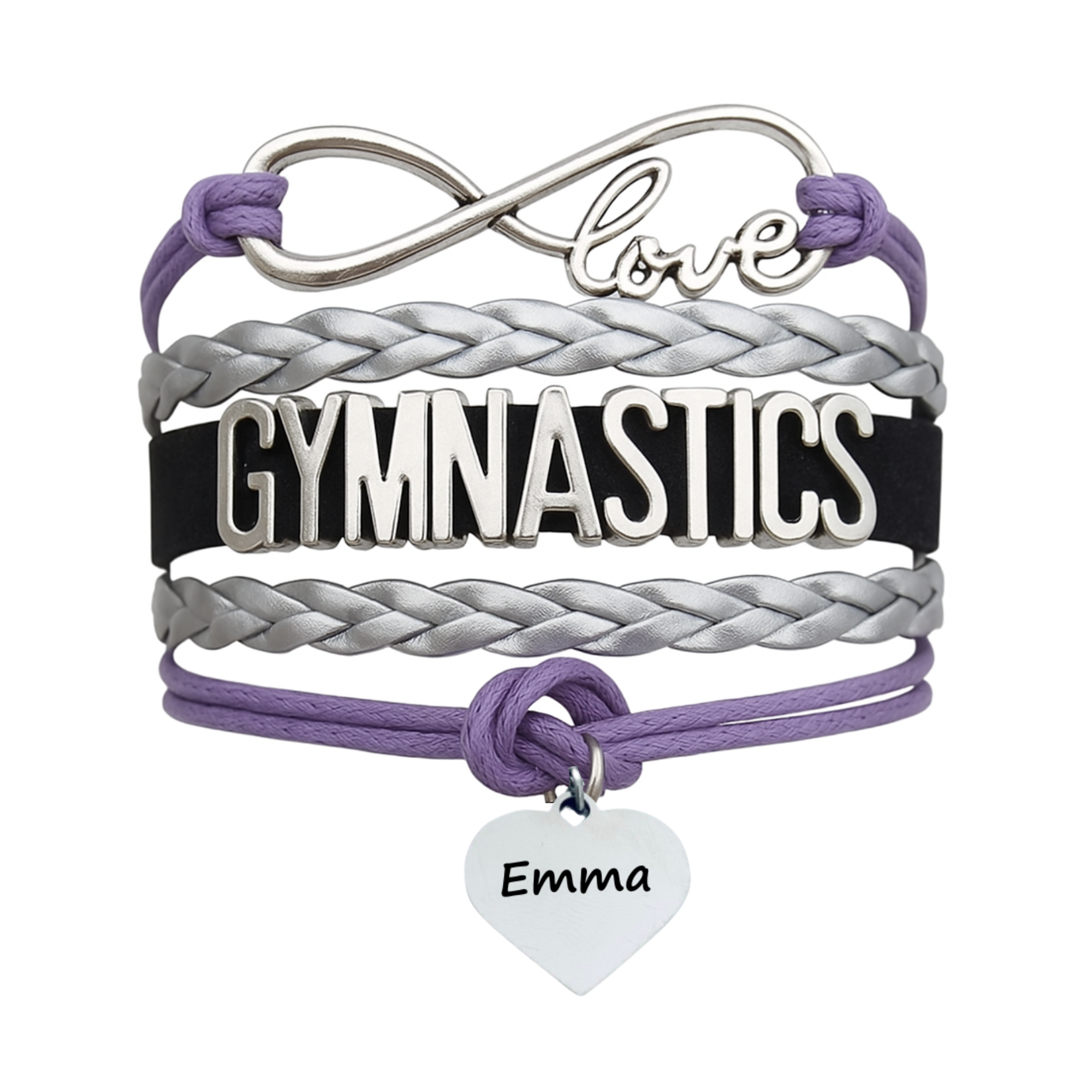 Personalized Engraved Gymnastics Infinity Bracelet- Pick Color