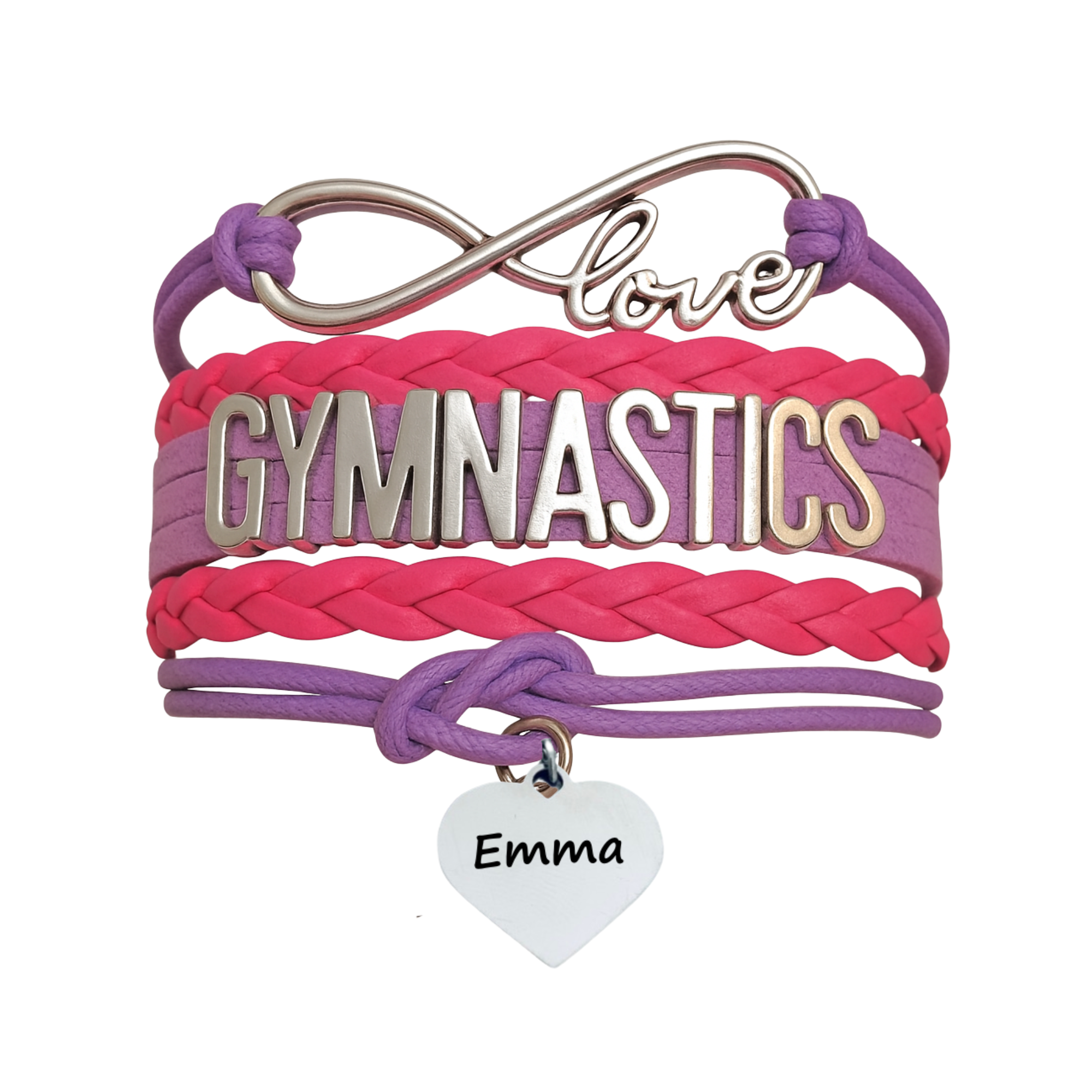 Personalized Engraved Gymnastics Infinity Bracelet- Pick Color