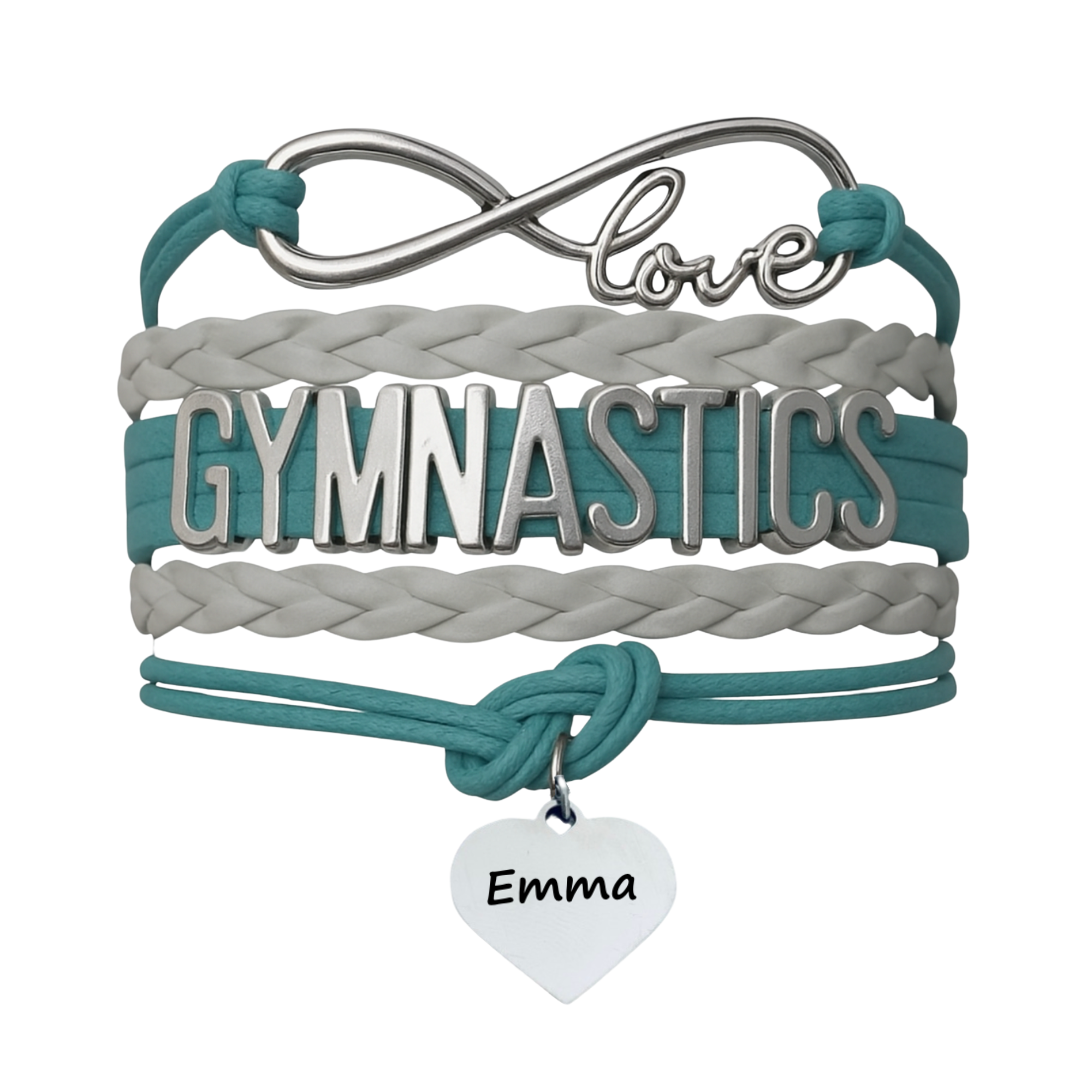 Personalized Engraved Gymnastics Infinity Bracelet- Pick Color