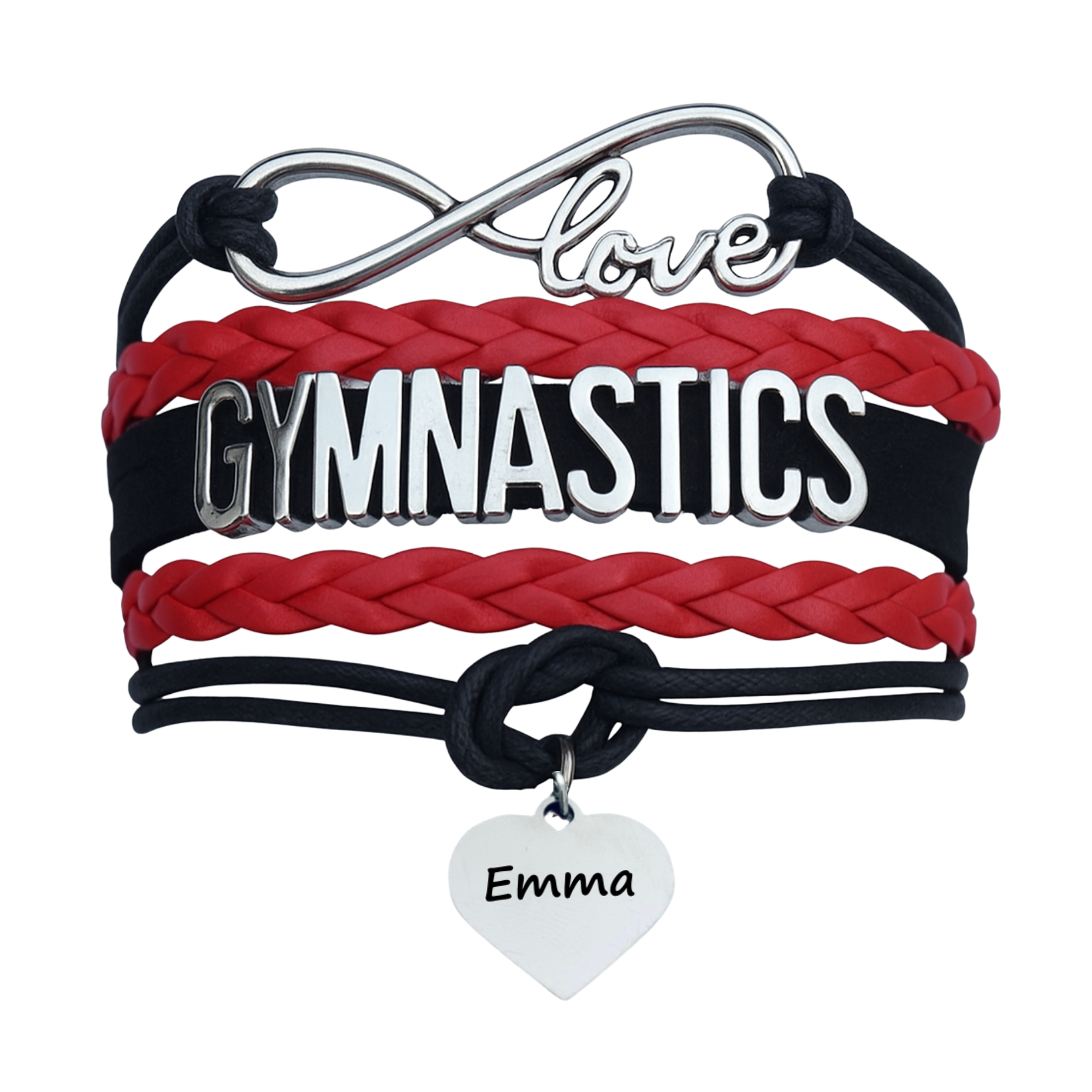 Personalized Engraved Gymnastics Infinity Bracelet- Pick Color