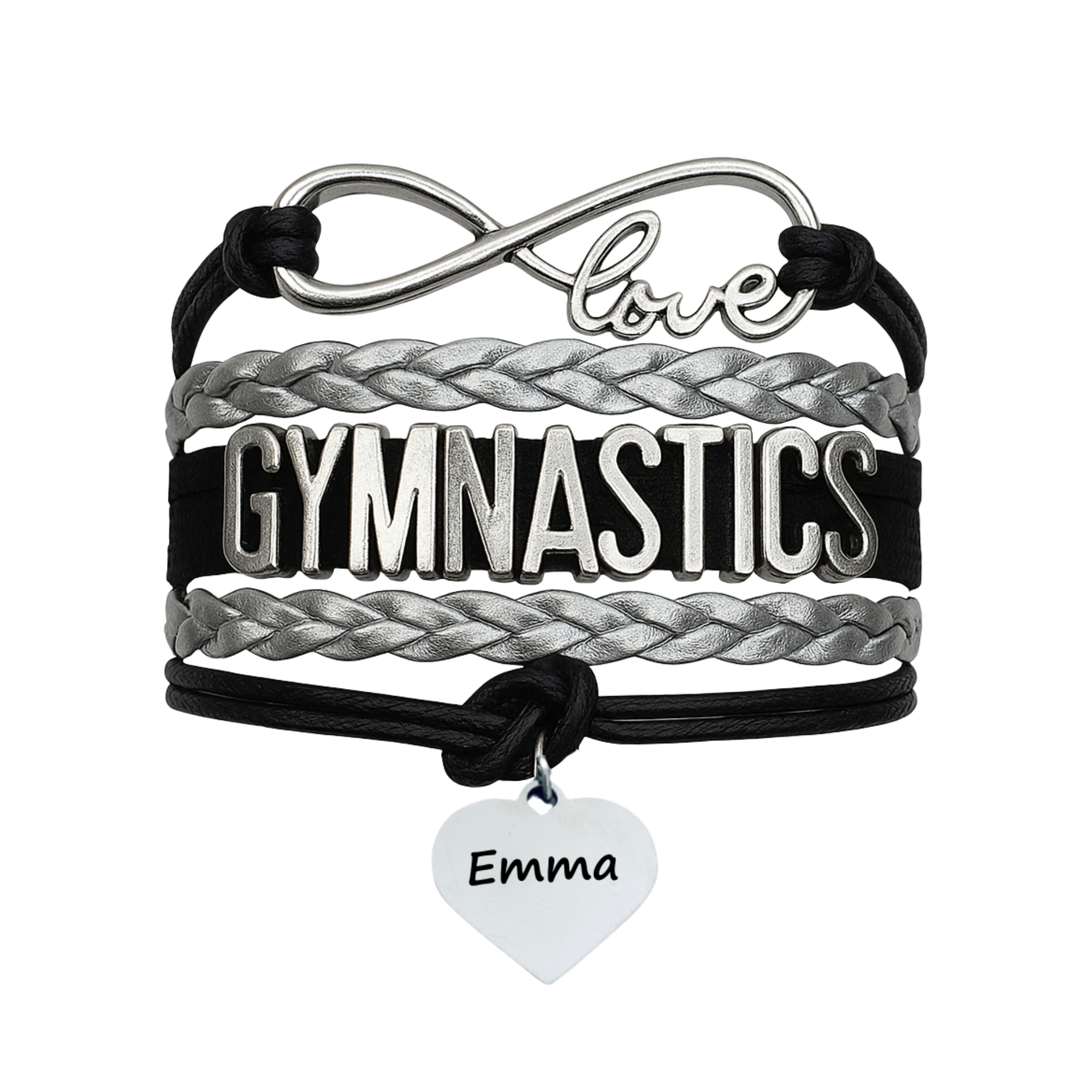 Personalized Engraved Gymnastics Infinity Bracelet- Pick Color