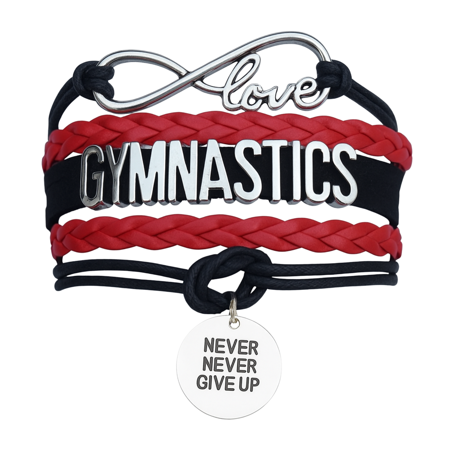 Gymnastics Never Give Up Infinity Bracelet- 13 Colors