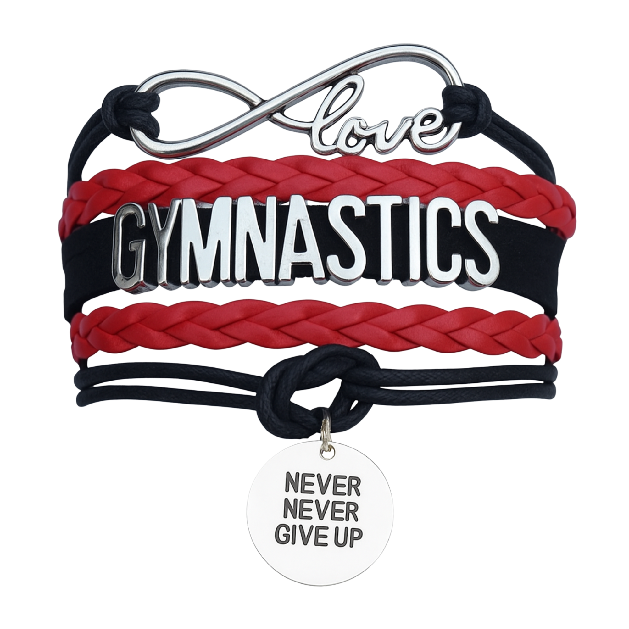 Gymnastics Never Give Up Infinity Bracelet- 13 Colors