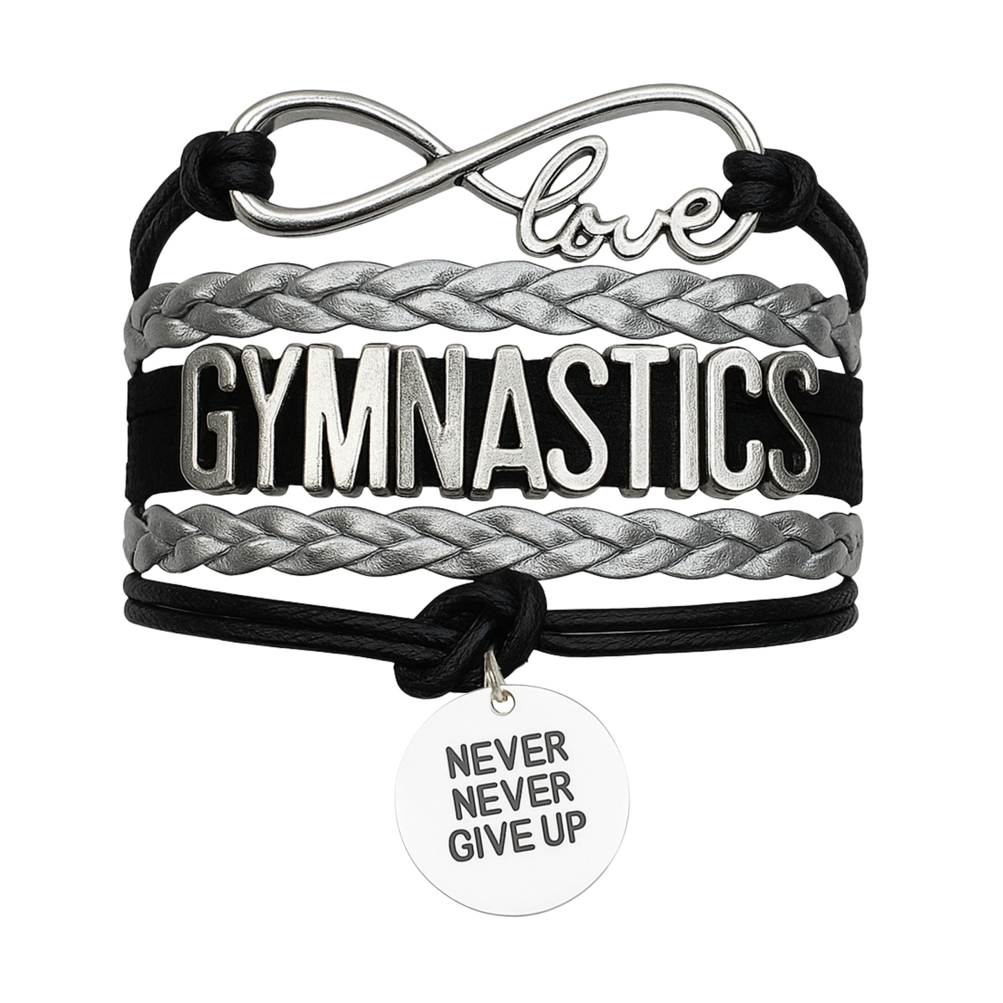 Gymnastics Never Give Up Infinity Bracelet- 13 Colors
