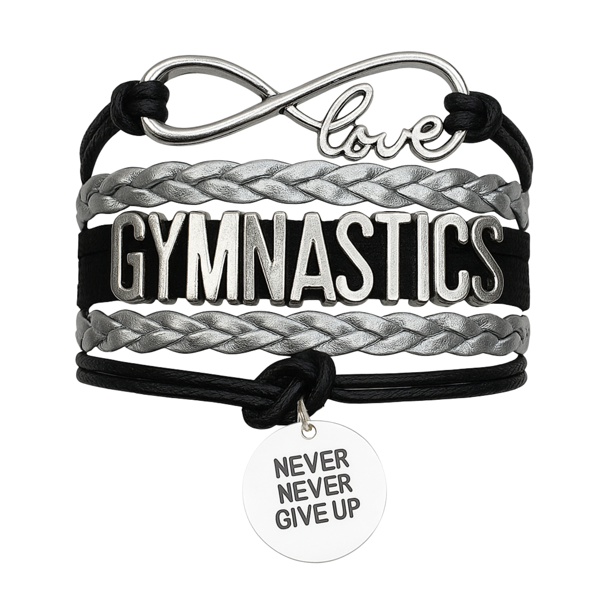 Gymnastics Never Give Up Infinity Bracelet- 13 Colors