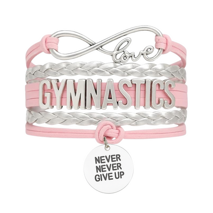 Gymnastics Never Give Up Infinity Bracelet- 13 Colors