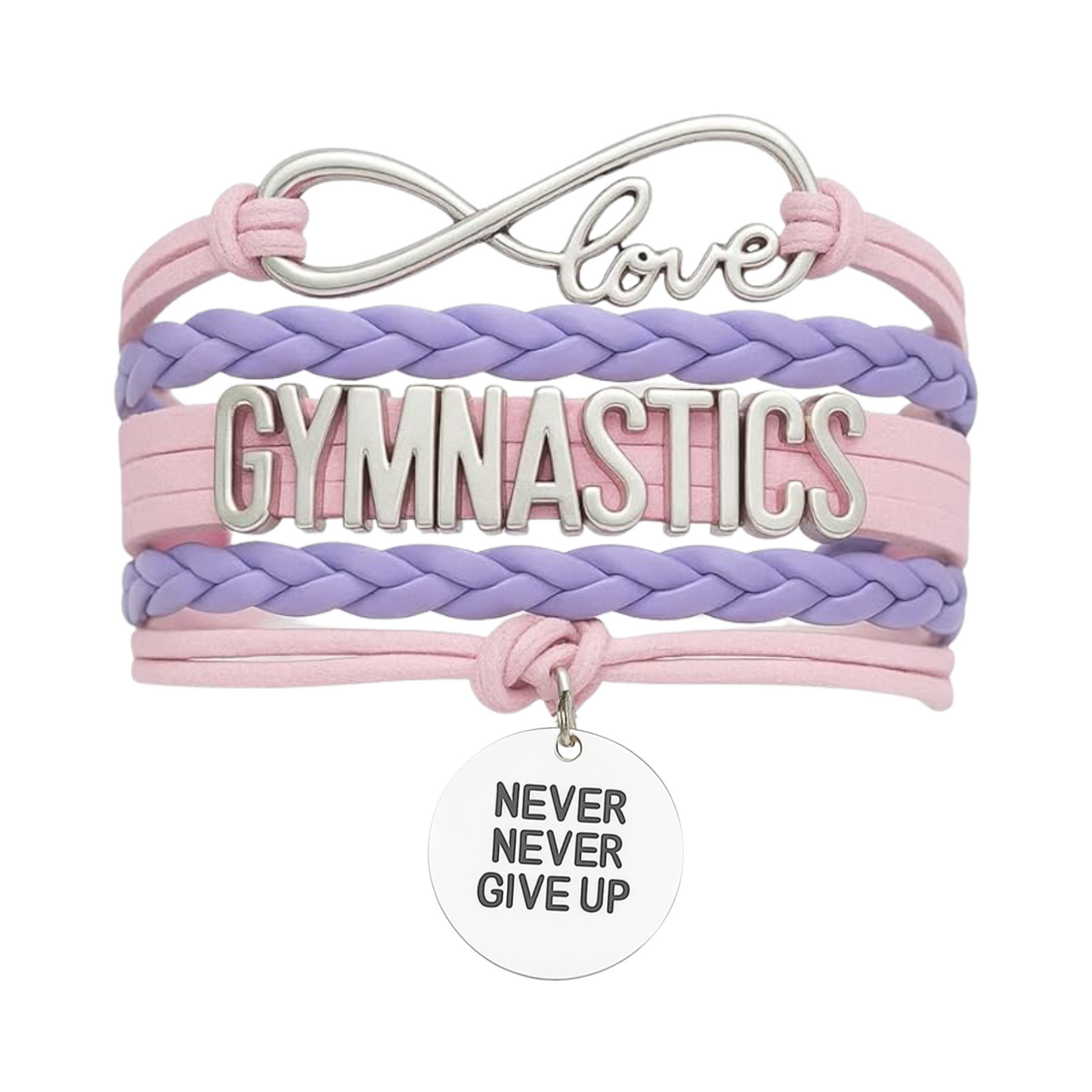 Gymnastics Never Give Up Infinity Bracelet- 13 Colors
