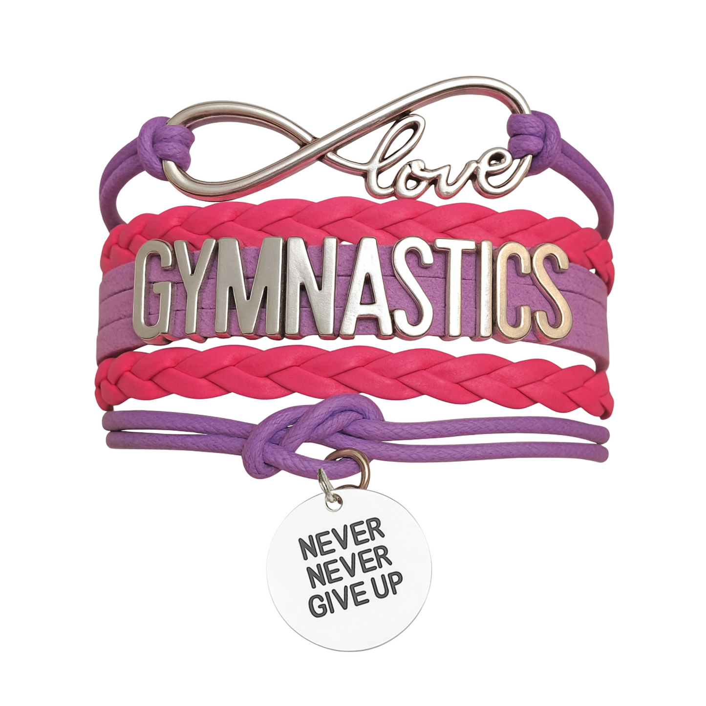 Gymnastics Never Give Up Infinity Bracelet- 13 Colors
