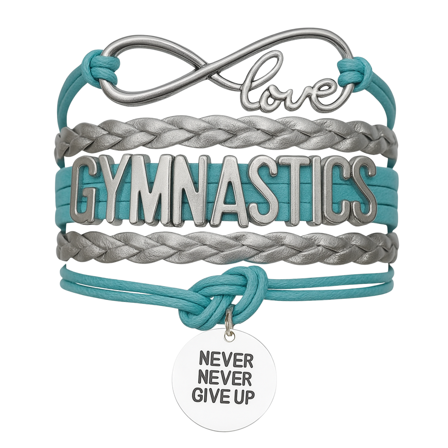 Gymnastics Never Give Up Infinity Bracelet- 13 Colors