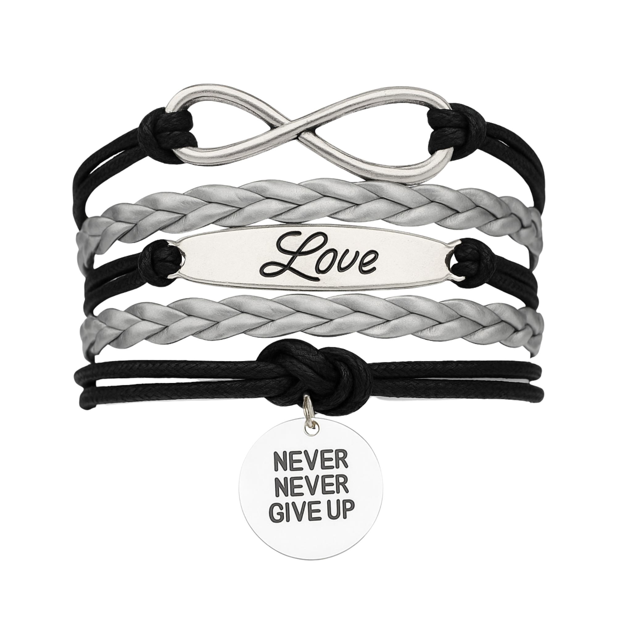 Gymnastics Never Give Up Infinity Bracelet- 13 Colors