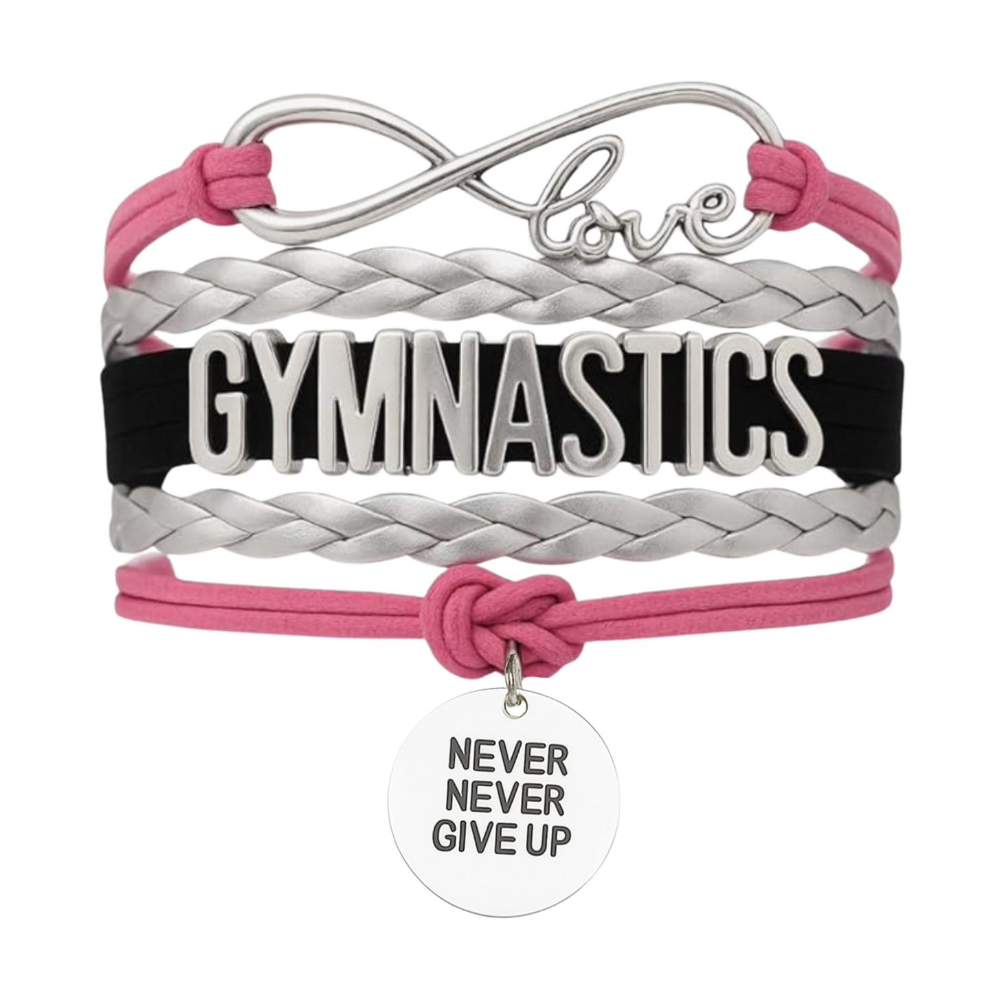 Gymnastics Never Give Up Infinity Bracelet- 13 Colors