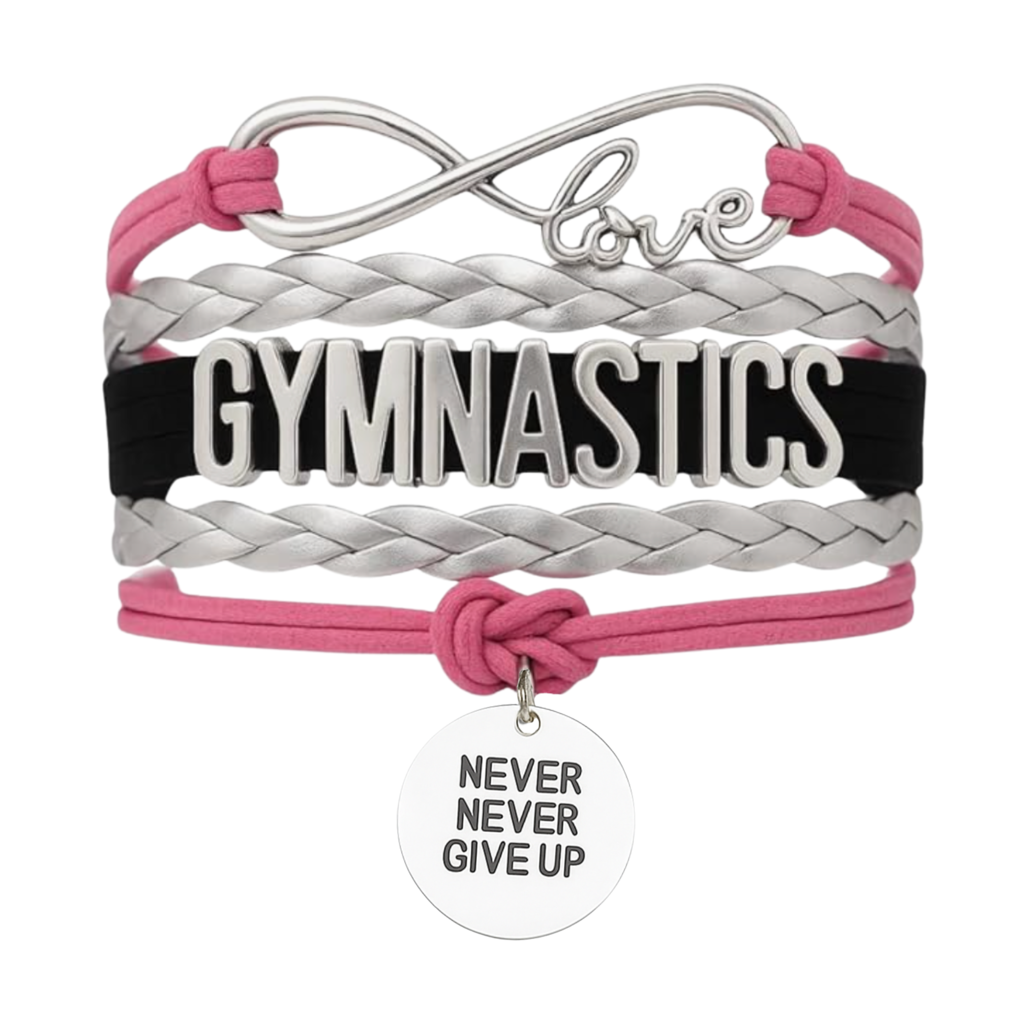 Gymnastics Never Give Up Infinity Bracelet- 13 Colors