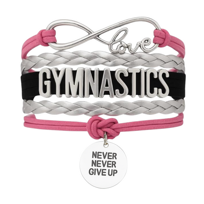Gymnastics Never Give Up Infinity Bracelet- 13 Colors