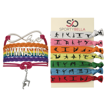 Gymnastics Bracelet and Hair Tie Gift Set - Rainbow