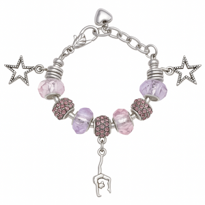 Girls Gymnastics European Bead Charm Bracelet