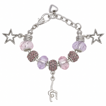 Girls Gymnastics European Bead Charm Bracelet