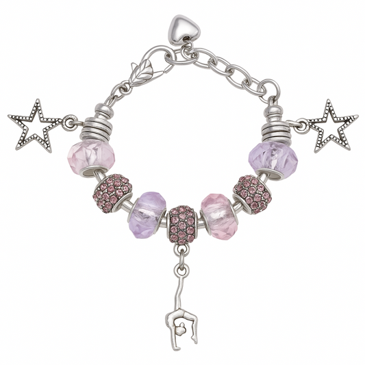 Girls Gymnastics European Bead Charm Bracelet