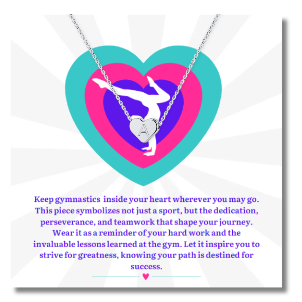 Gymnastics Heart Initial Necklace