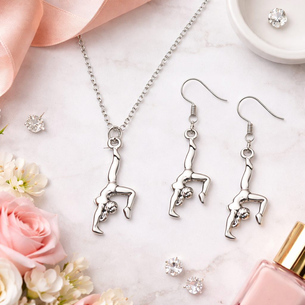 Gymnastics Necklace & Earrings Set